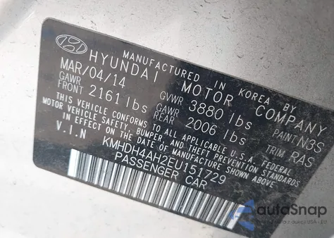 2014 Hyundai Elantra Sport from USA, damaged, VIN KMHDH4AH2EU151729